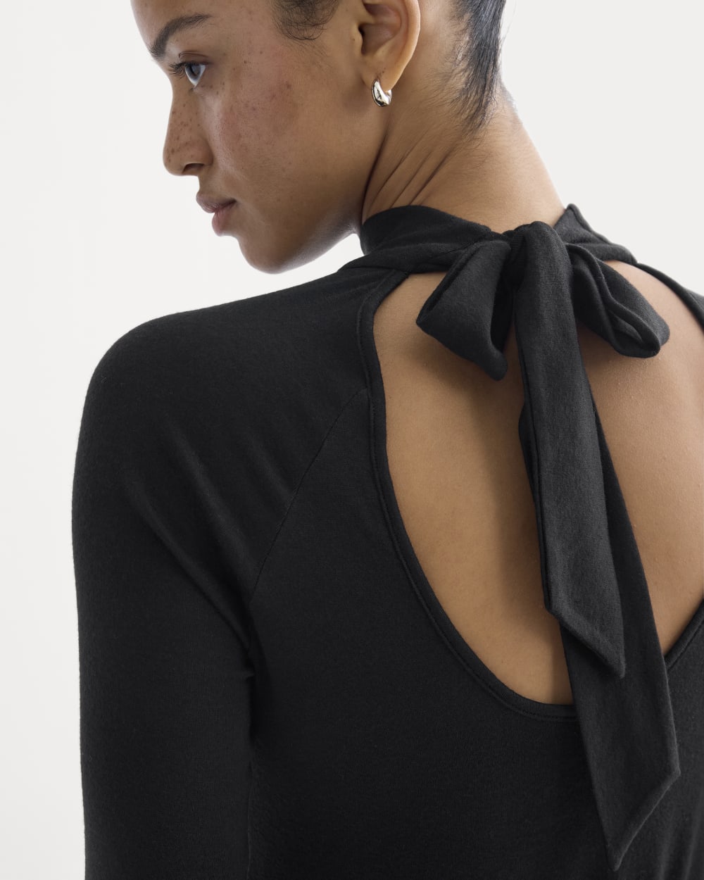 Tie-Neck Top in Butterluxe | Black - Image 3