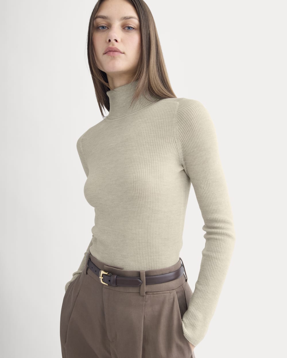 The Turtleneck in Ultrasoft Merino | Heather Oatmeal - Image 4