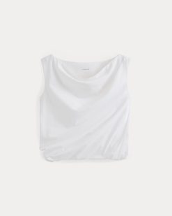 Alternative view of Boatneck Twisted Top in Essential Cotton | White