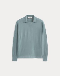 Alternative view of Oversized Polo in Ultrafine Merino | Gray Mist