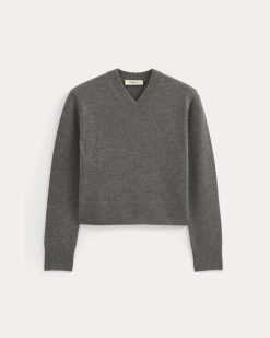 Alternative view of Cashmere Cropped High-V Sweater | Heather Charcoal