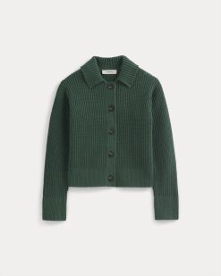 Alternative view of Shrunken Cardigan in Everyday Cotton | Hunter Green