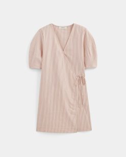 Alternative view of The Seersucker Mini Wrap Dress | Soft Orange