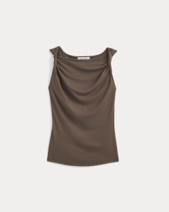 Alternative view of Cowl Neck Twist Tank in Butterluxe | Deep Taupe