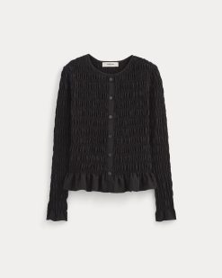 Alternative view of The Smocked Cardigan | Black