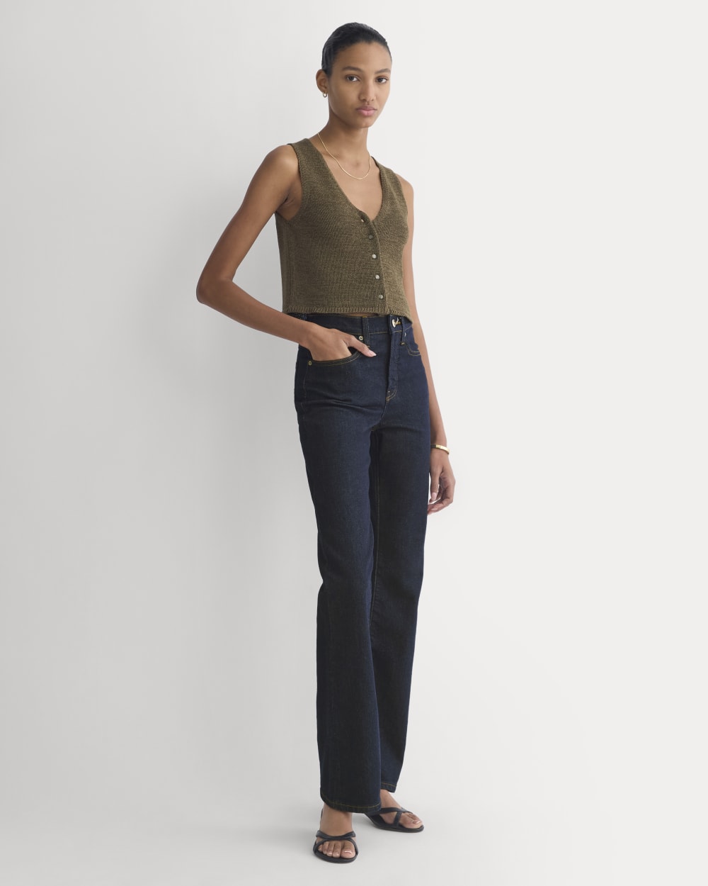 Button-Front Tank in Tape Yarn | Beech - Image 3