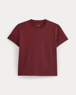 Alternative view of The Box-Cut Tee in Essential Cotton | Merlot | No Pocket