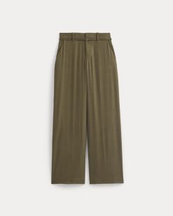 Alternative view of Wide-Leg Belted Pant in Stretch Linen | Beech | Long