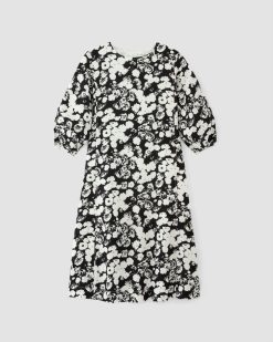 Alternative view of The Linen A-Line Midi Dress | Black / Bone Floral