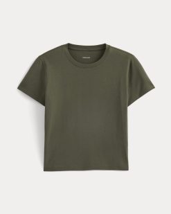 Alternative view of The Box-Cut Tee in Essential Cotton | Olive Night | No Pocket