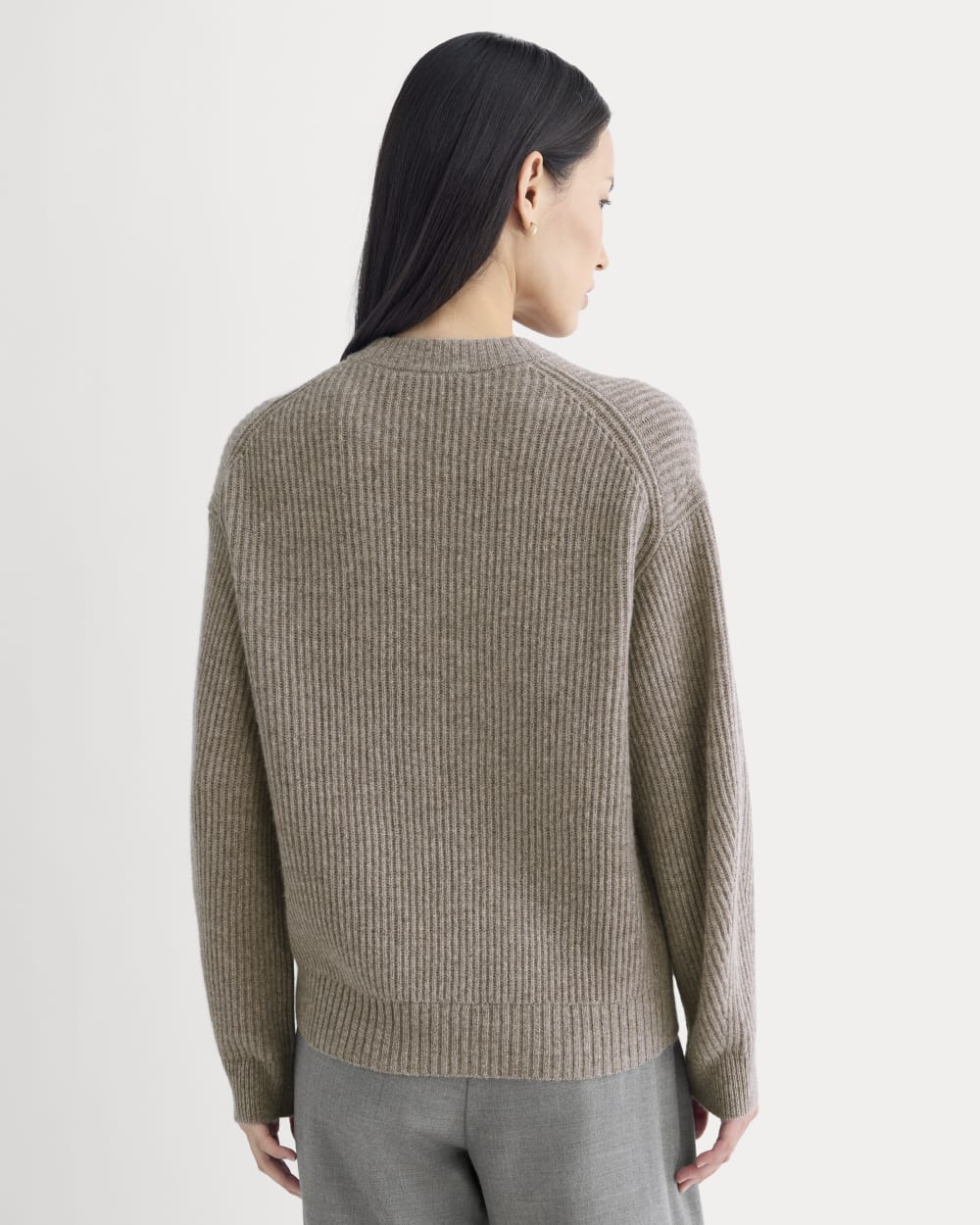 The Cocoon Crew in Wool Cashmere | Light Heathered Taupe - Image 5