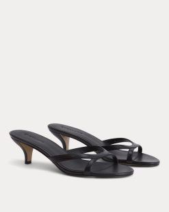 Alternative view of Sculpted Heel Sandal | Black Leather