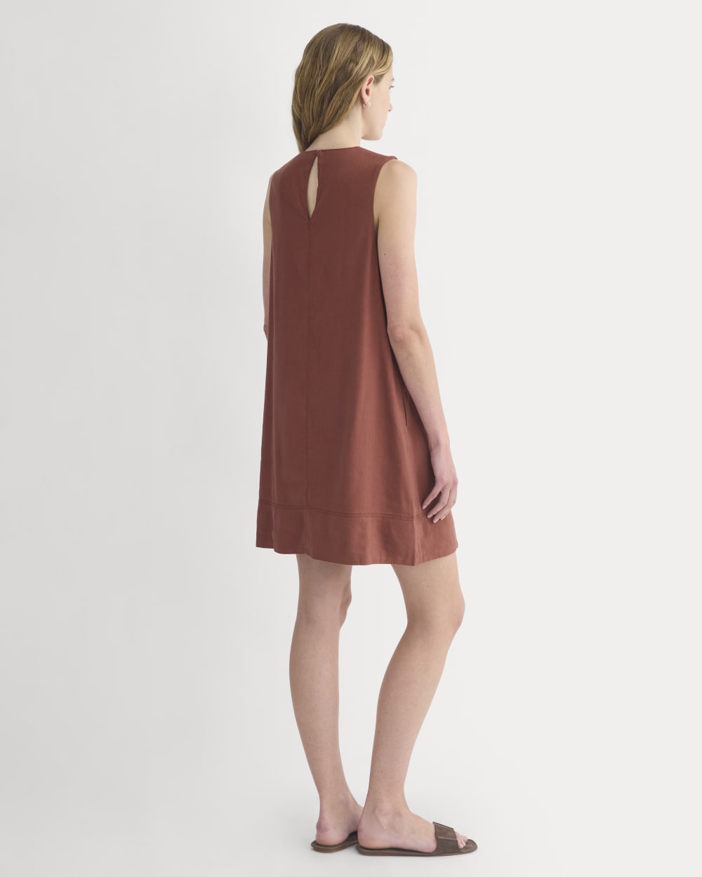 The Shift Dress in Stretch Linen | Henna Red - Image 6