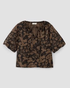 Alternative view of The Supima® Puff-Sleeve Top | Black / Cocoa Floral