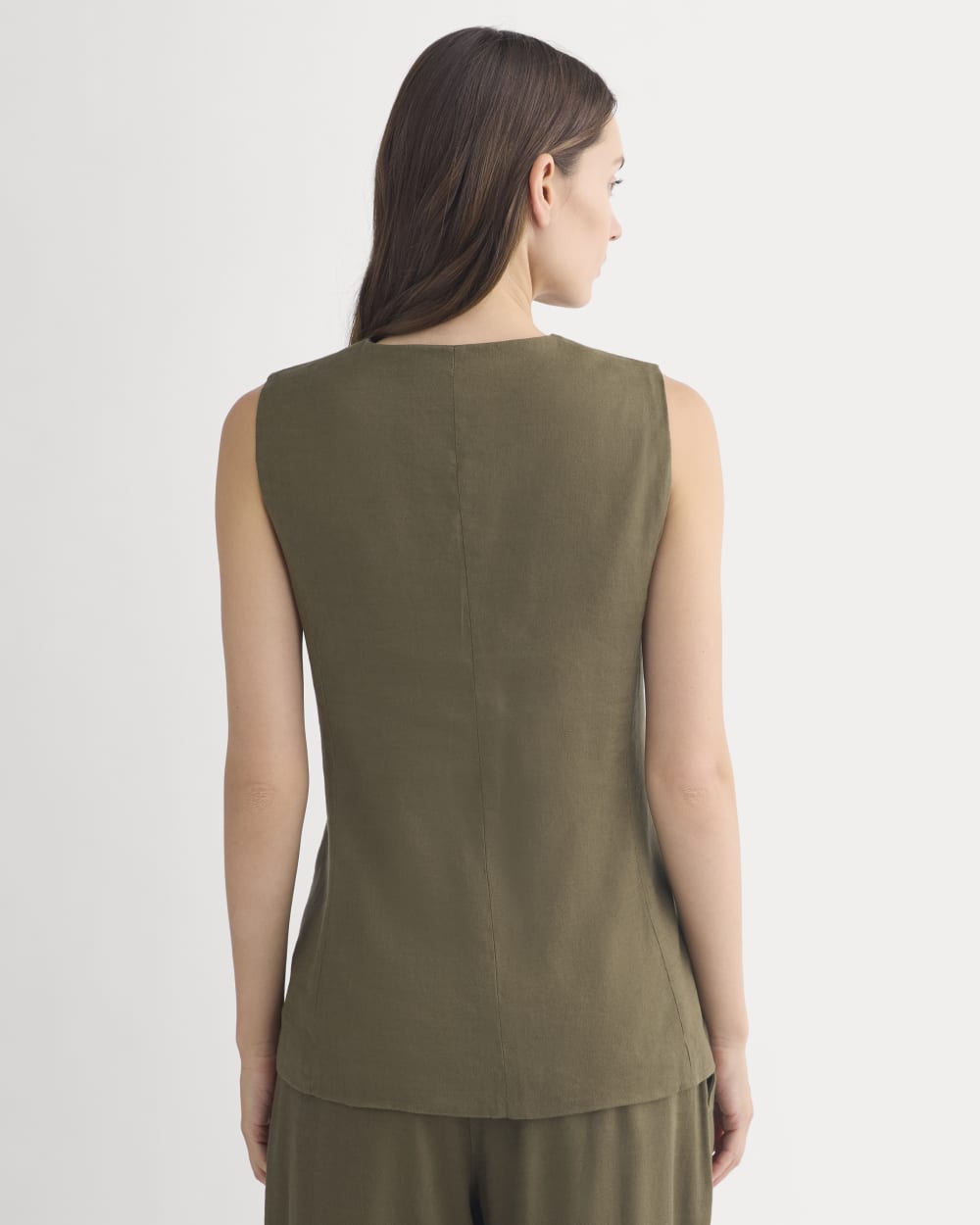Long Vest in Stretch Linen | Beech - Image 5