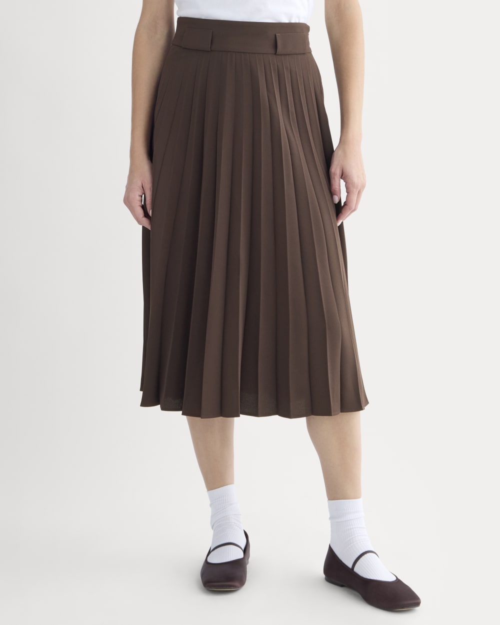 Pleated Crepe Midi Skirt | Dark Chocolate - Image 4
