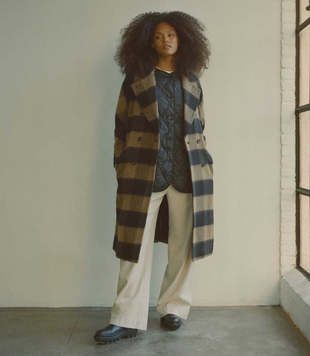 The Brushed Italian ReWool® Peacoat | Camel Buffalo Check - Image 3