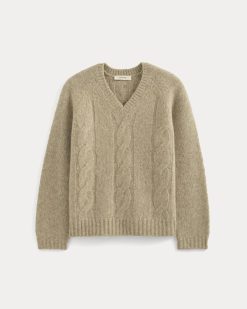 Alternative view of Cloud Cable V-Neck Sweater | Heathered Oatmeal