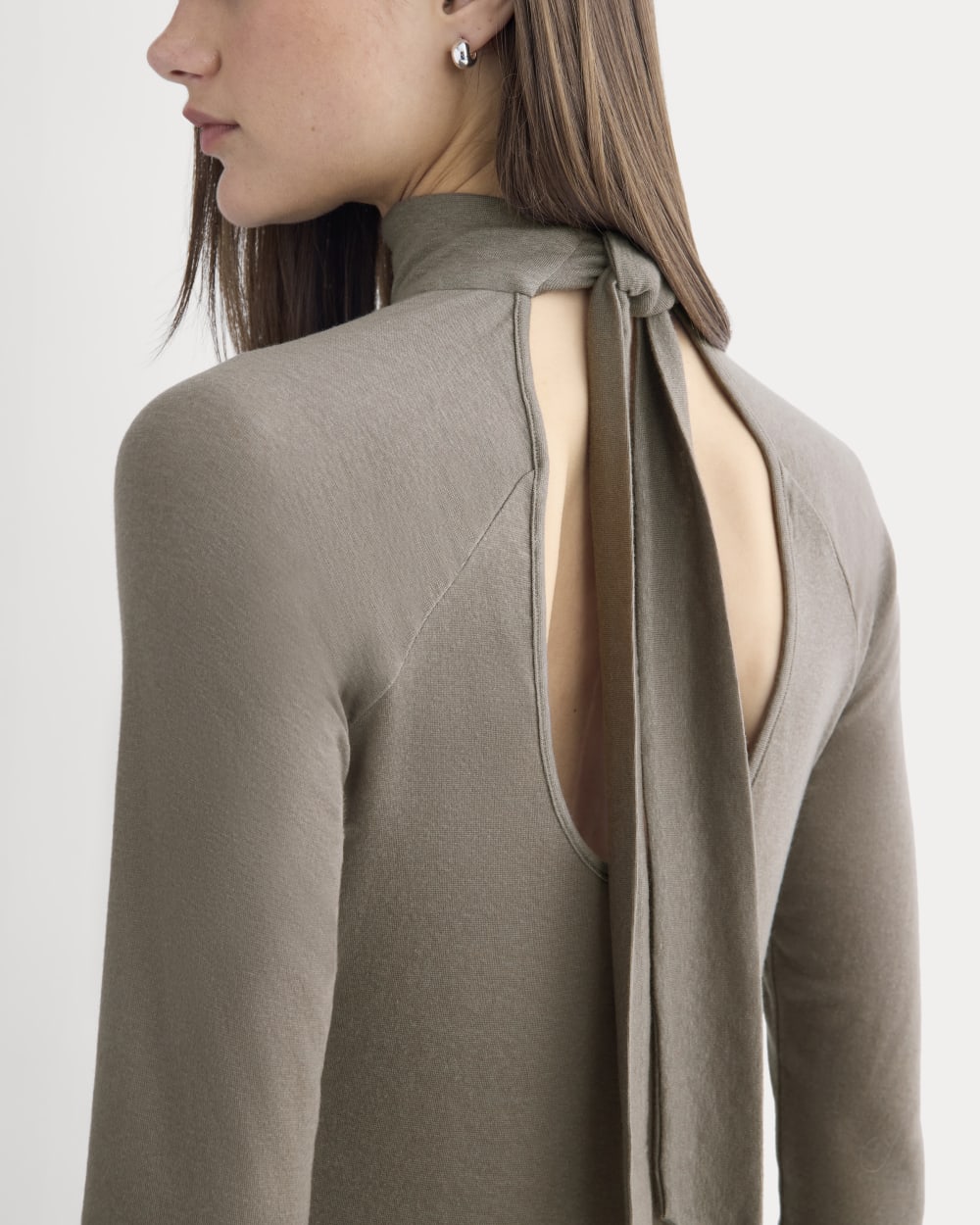 Tie-Neck Top in Butterluxe | Taupe - Image 3