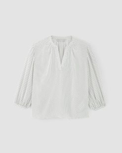 Alternative view of The Washable Clean Silk V-Neck Top | Bone / Black Polka Dot