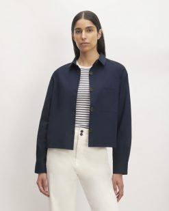 The Structured Cotton Cropped Shirt | Navy