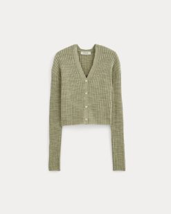 Alternative view of The Ribbed Cardigan in Cotton Linen | Eucalyptus