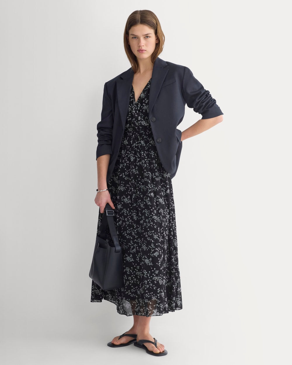 Maxi Dress in Silk Georgette | Floral/Black - Image 3