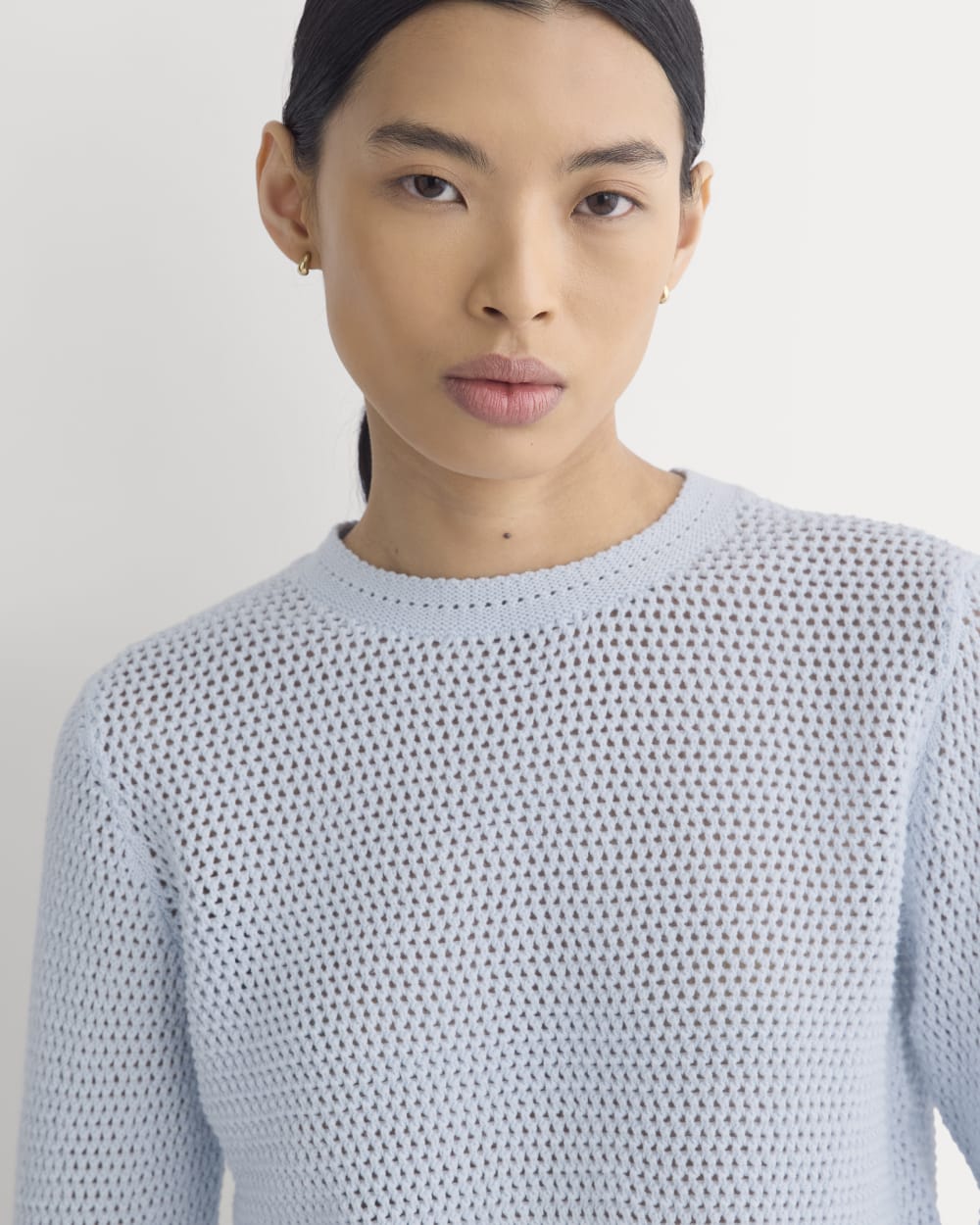 Open Knit Long-Sleeve Crew in Everyday Cotton | Skywriting - Image 4