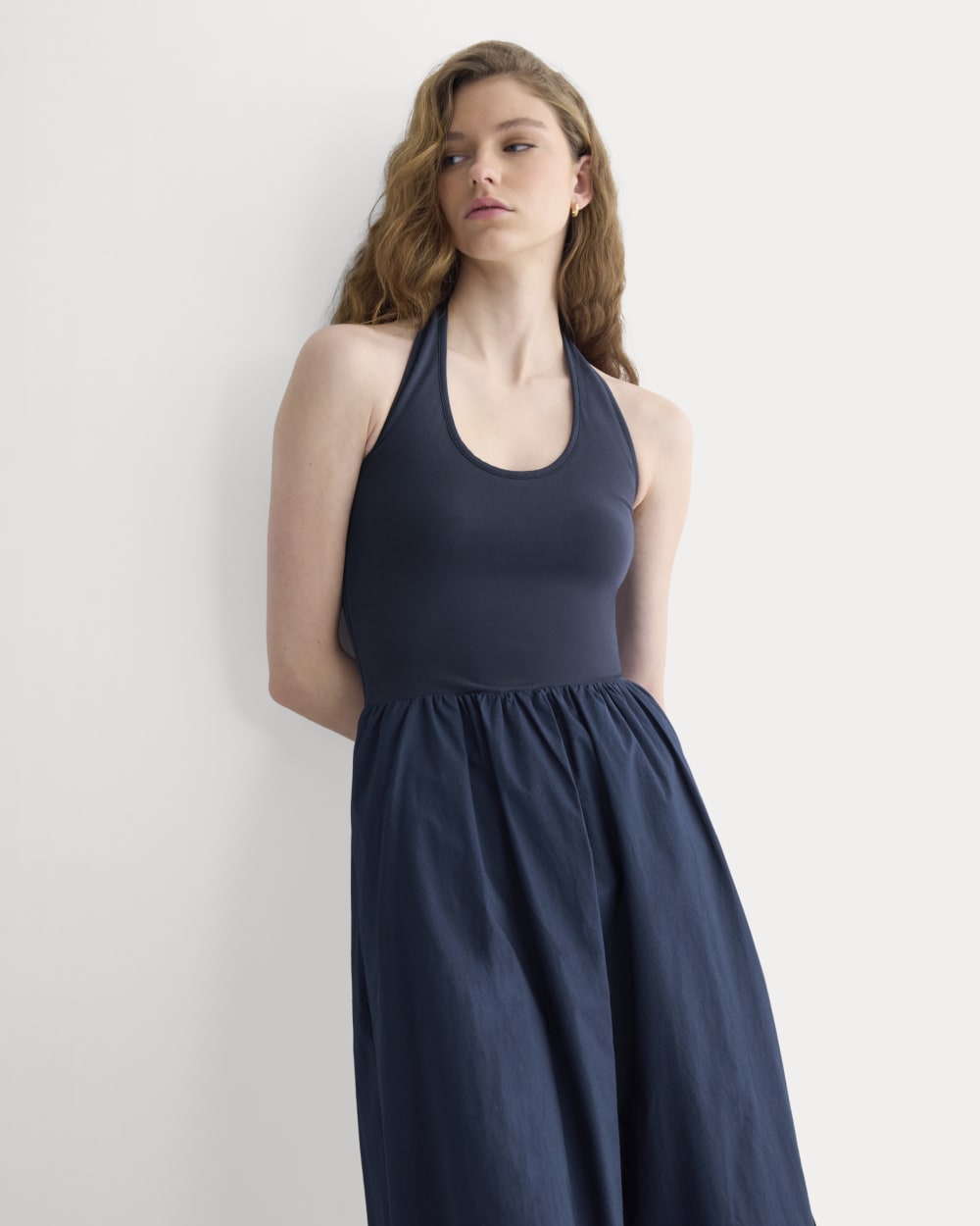 Halter Dress in Ultrasoft Cotton | Navy - Image 3