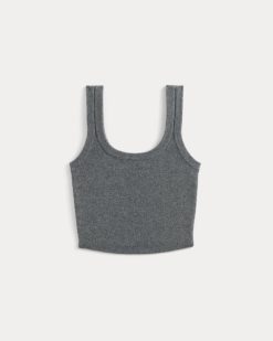 Alternative view of Cashmere Cropped Tank | Heather Charcoal
