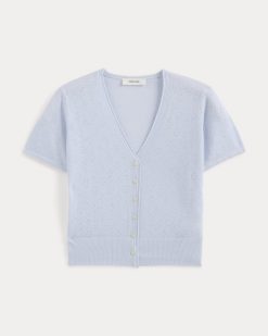 Alternative view of Lace Trim Cardigan in Fine Linen | Skywriting