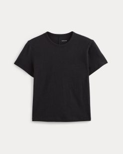 Alternative view of The Box-Cut Tee in Cotton Linen | Black