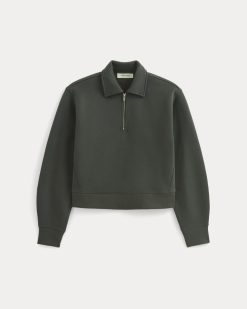 Alternative view of Luxe Fleece Zip Polo | Washed Black