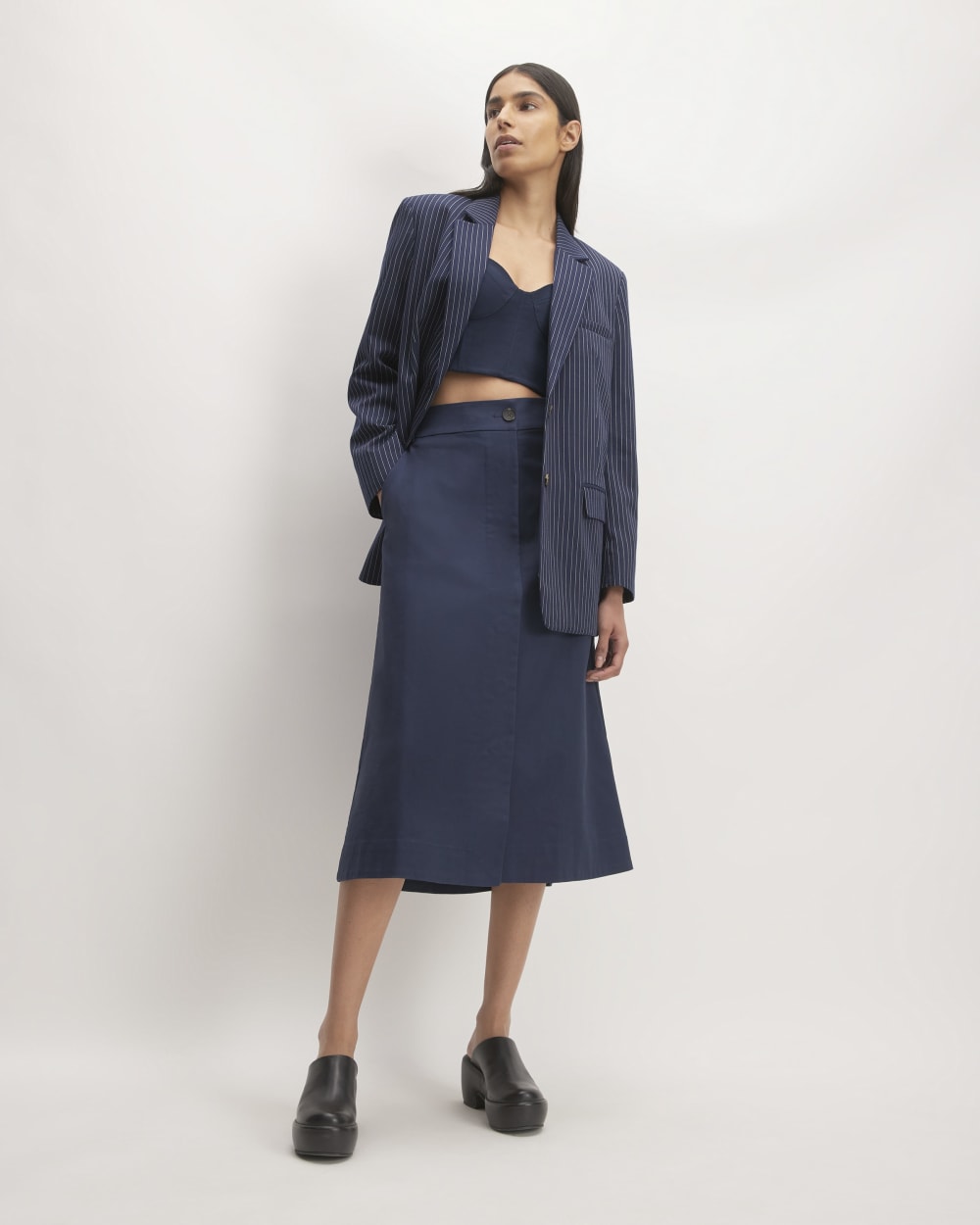 The Structured Cotton Bustier | Navy - Image 3