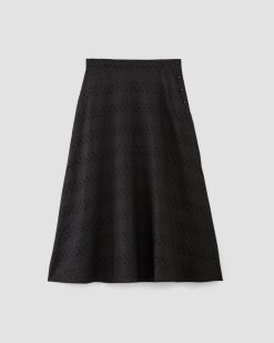 Alternative view of The Linen Eyelet Midi Skirt | Black Eyelet