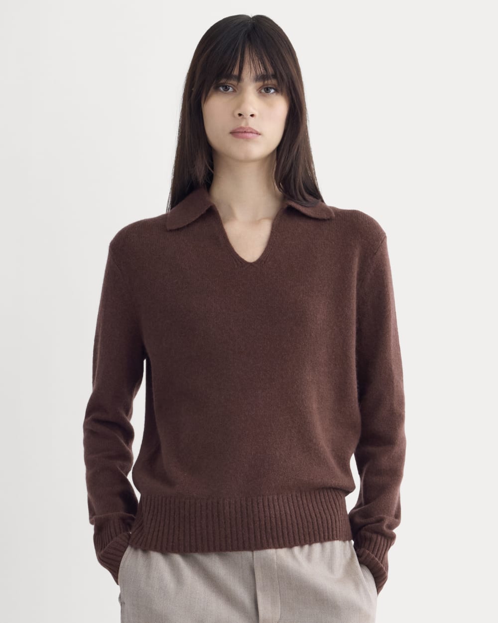 Cashmere Polo Sweater | Dark Mahogany - Image 5