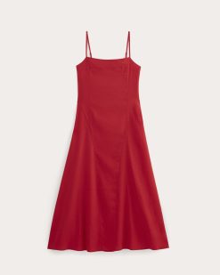 Alternative view of The Seamed Dress in Stretch Linen | Classic Red