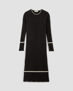 Alternative view of The Cotton Wide Rib Midi Dress | Black