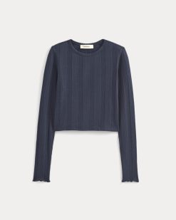 Alternative view of Lounge Rib Cropped Shirt | Navy