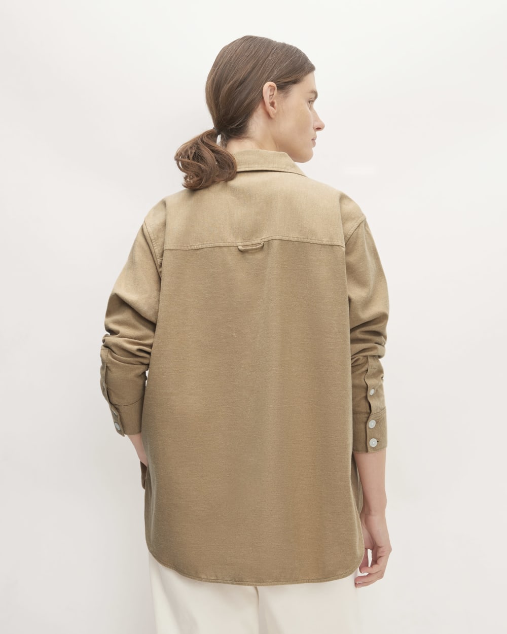 The Classic Cotton Flannel Shirt | Heathered Dark Khaki - Image 6