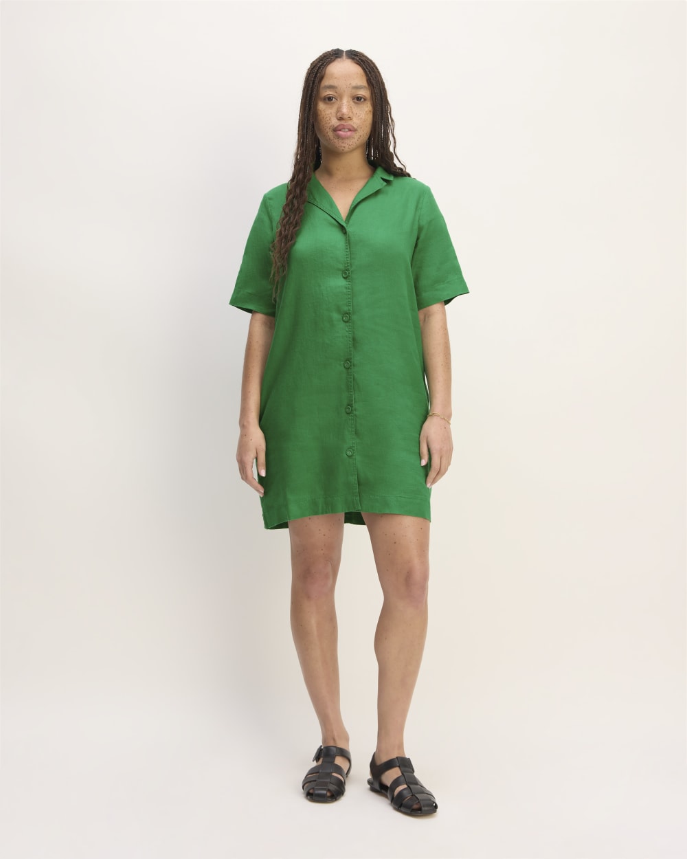 The Shirtdress in Linen | Grass Green - Image 3