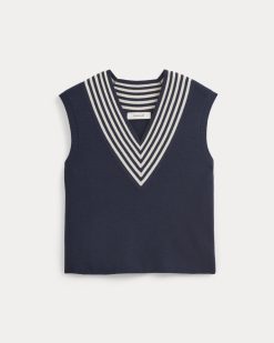 Alternative view of Relaxed V-Neck Vest in Cotton Merino | Navy