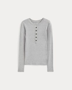 Alternative view of The Luxe Rib Henley | Classic Heather Grey