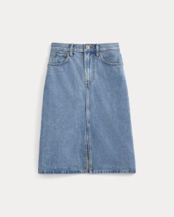 Alternative view of Mid-Rise Denim Midi Skirt | Vintage Mid Indigo