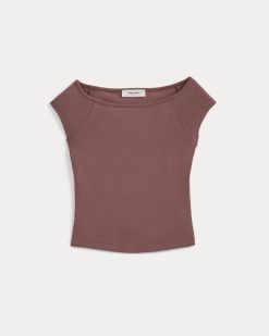 Alternative view of Boatneck Cap-Sleeve Top in Butterknit | Henna Red