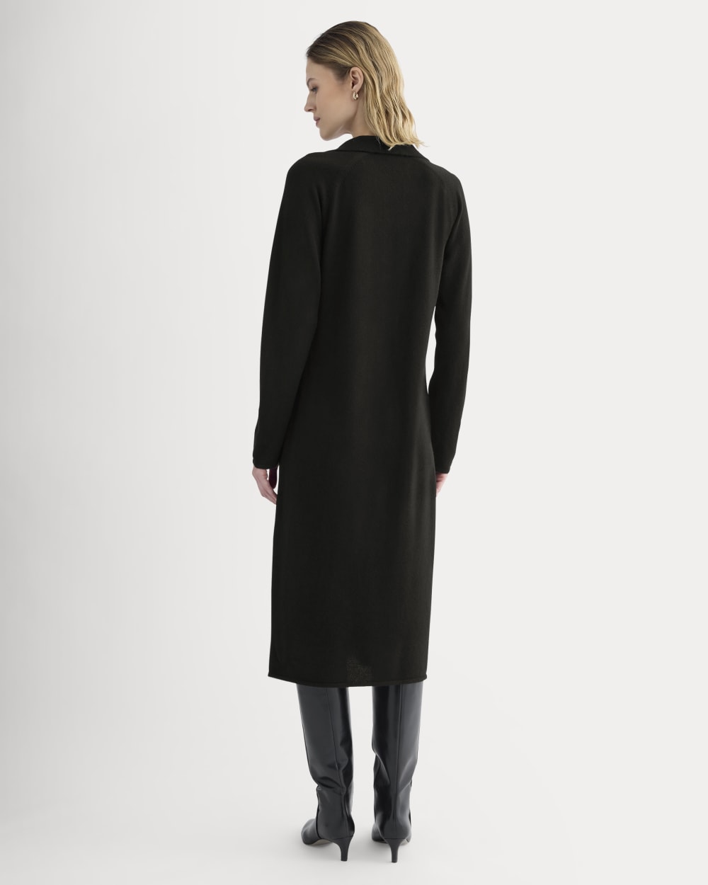 Cashmere Polo Midi Dress | Black - Image 4