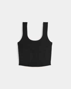 Alternative view of Cashmere Cropped Tank | Black