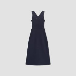 Alternative view of The Ribbed Cotton Cross-Back Dress | Navy