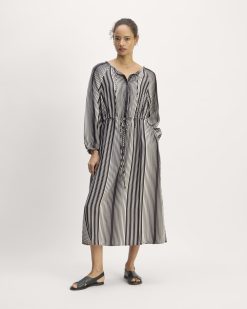 The TENCEL™ Gathered Maxi Dress | Black / Bone