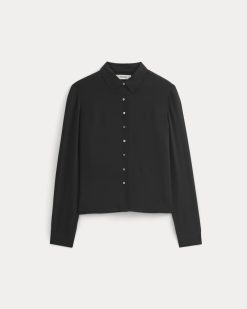 Alternative view of Shrunken Top in Washable Silk | Black